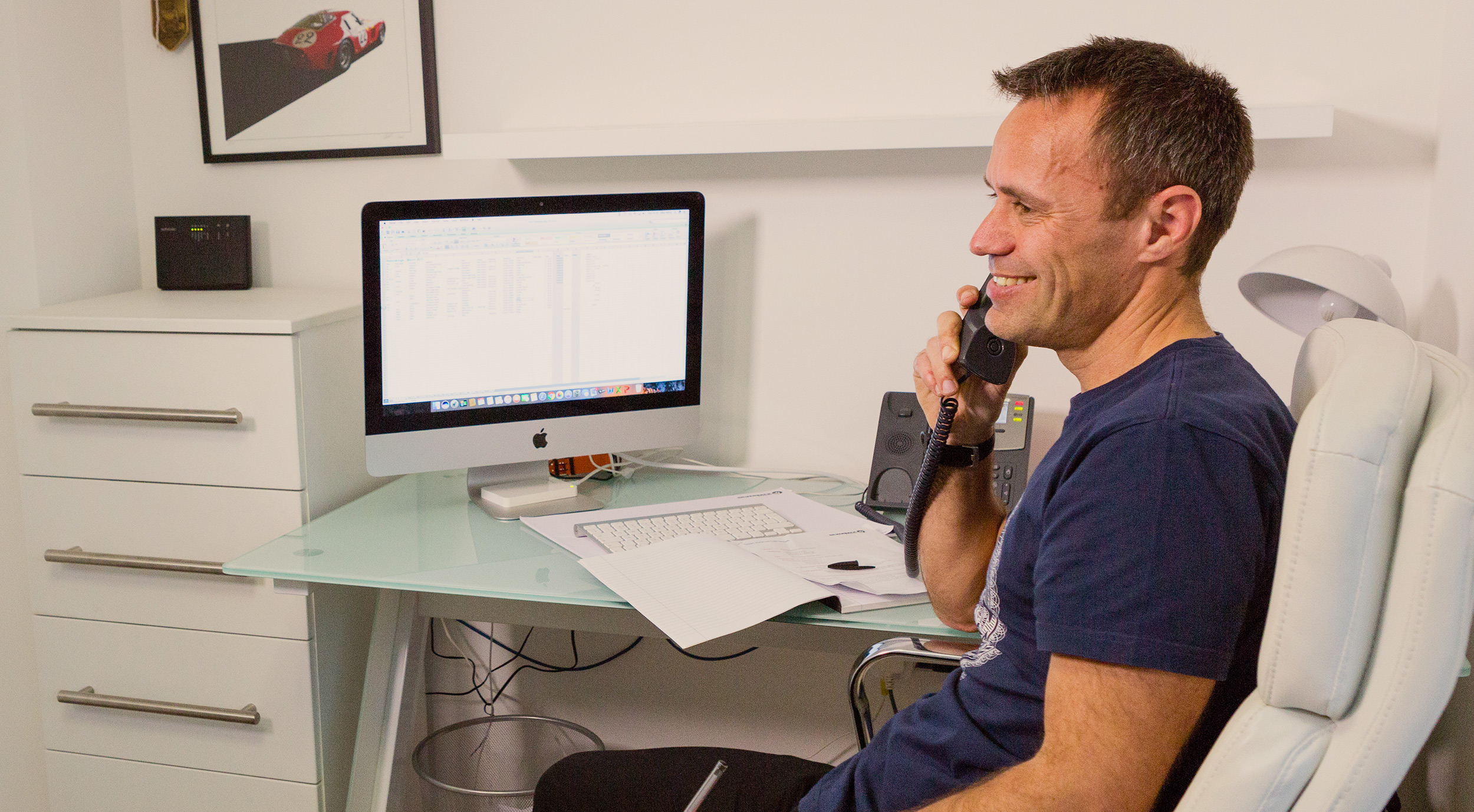 Man on phone receiving franchise training