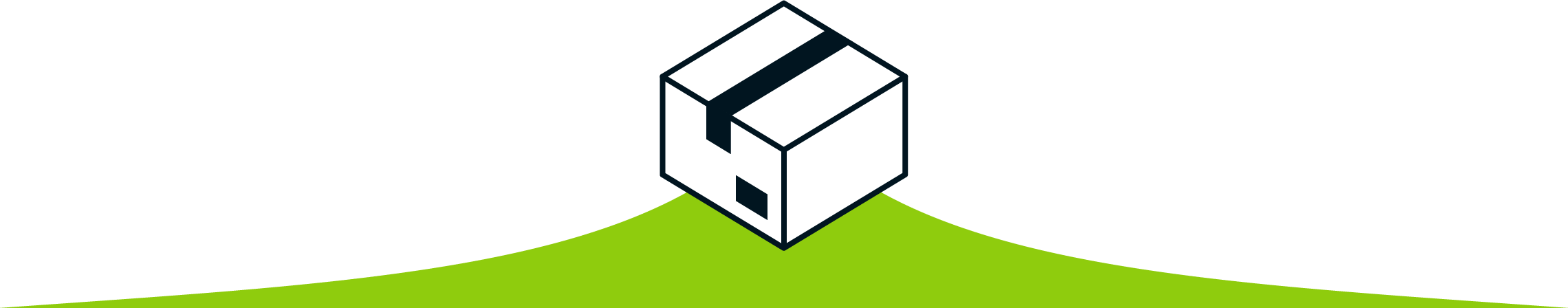 Icon of a moving box with a green swipe underneath