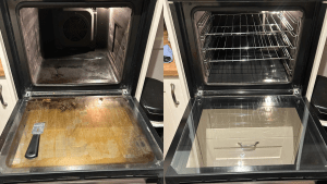 before and after of an oven clean