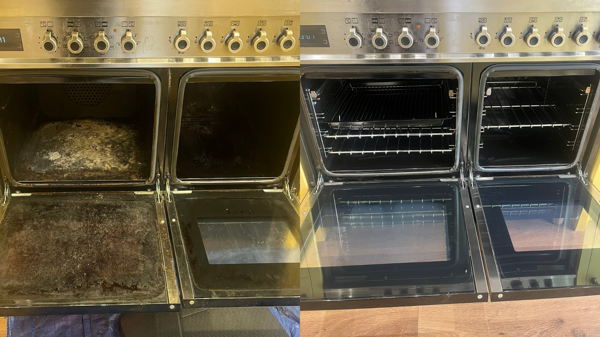 before and after of an oven rescue oven clean