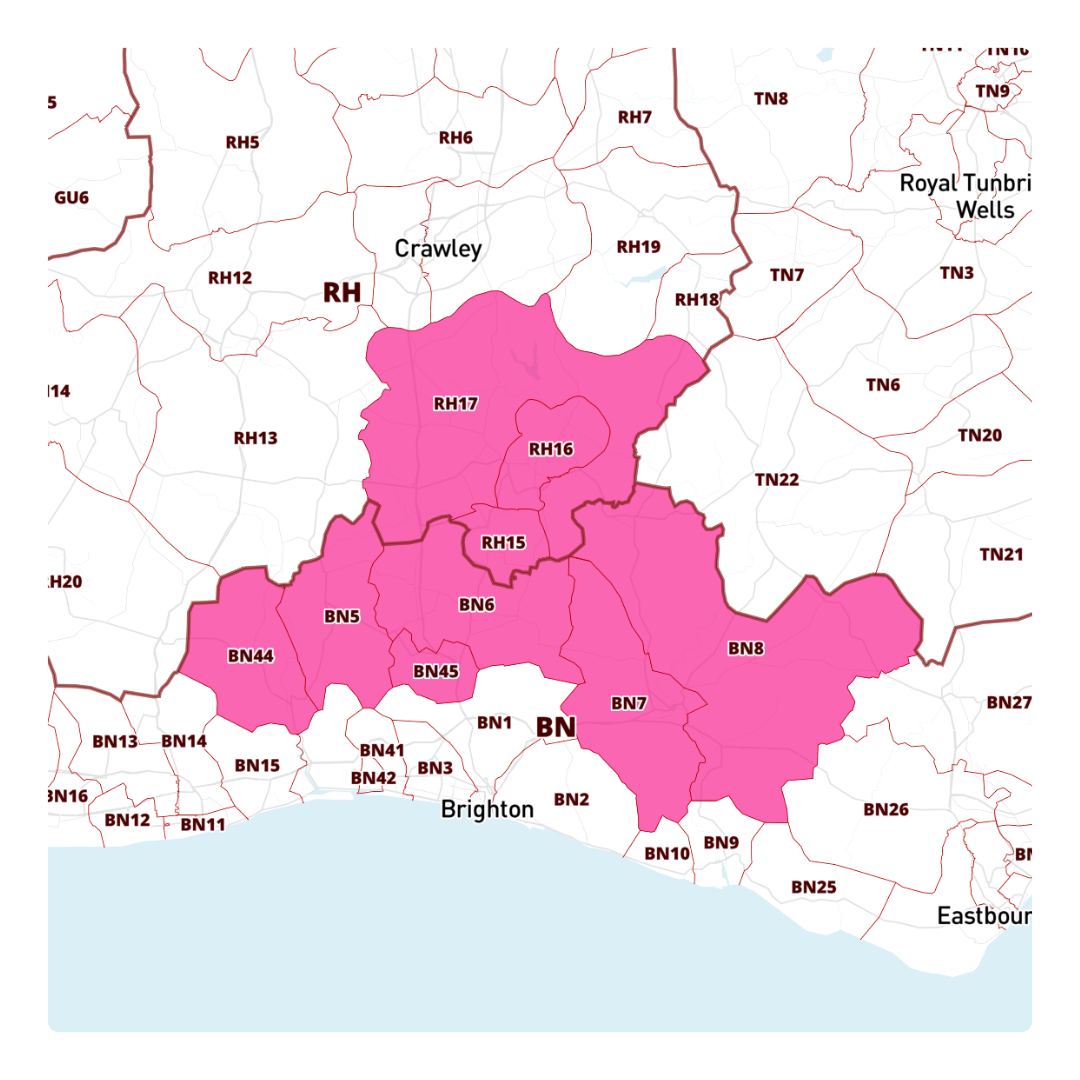 map of haywards heath oven rescue coverage