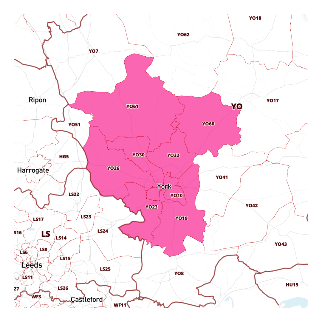 map of oven rescue coverage in york
