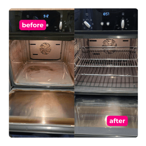 Oven interior showing the results of a thorough professional clean