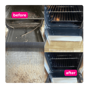 Dirty oven transformed after professional oven cleaning