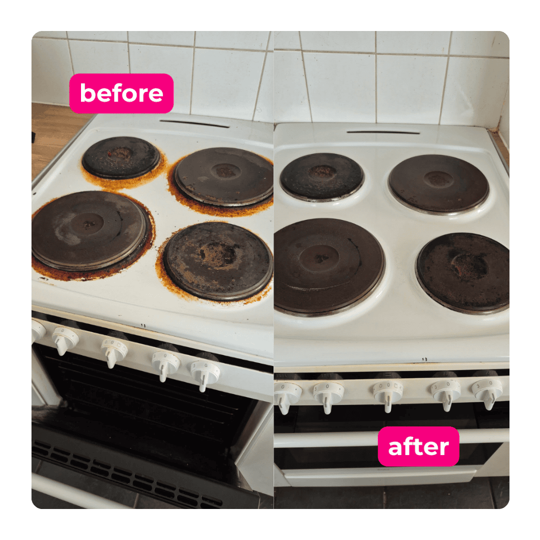 Oven before and after a thorough professional deep clean