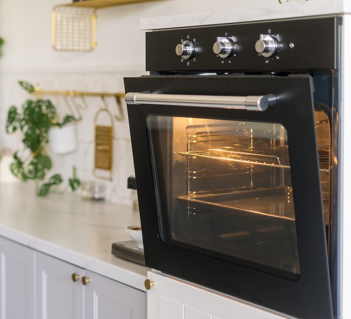 a picture of an oven slightly open